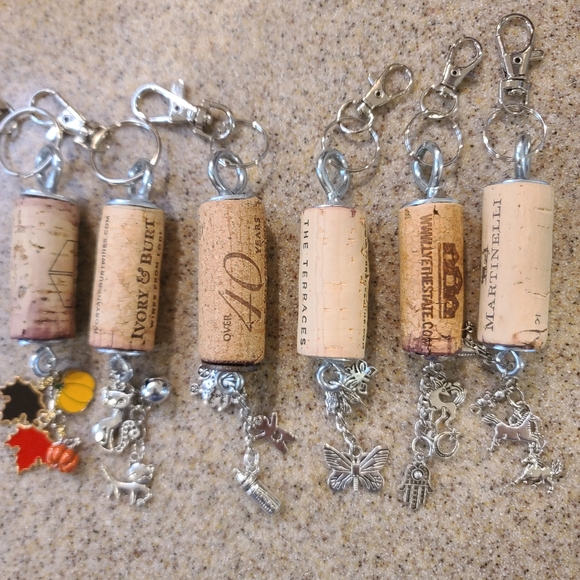 COPY - 2 for $10 BOGO -Upcycled Wine Cork Key Chain or Purse Charm- Pick Which 2 - Picture 3 of 15